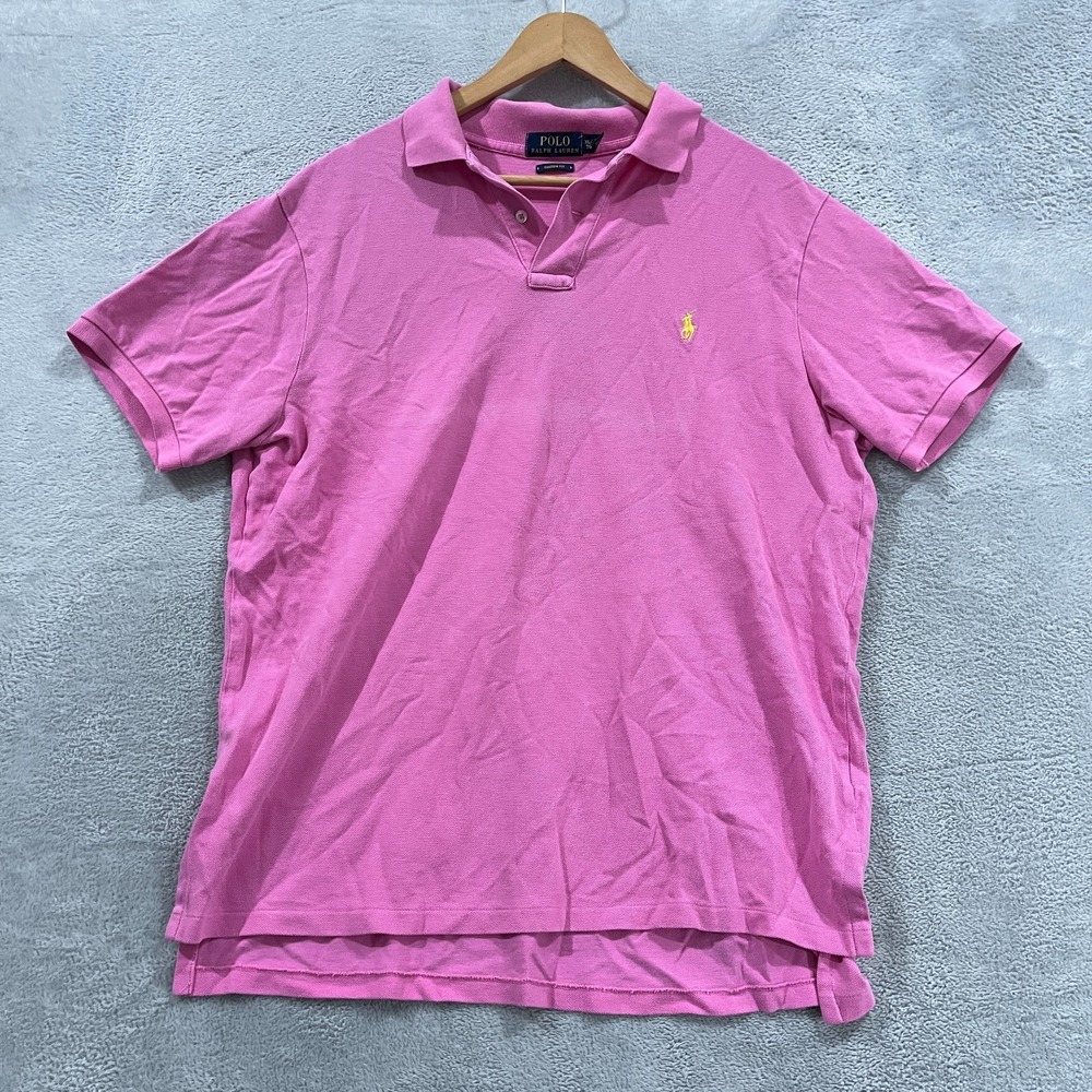 Polo Ralph Lauren Polo Shirt Mens XL Custom Slim Fit Pink Cotton Short Sleeve